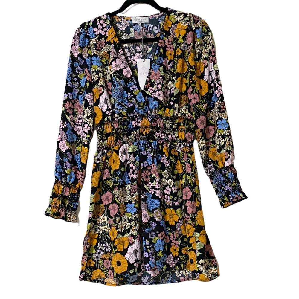 WAYF Black Floral Mini Dress